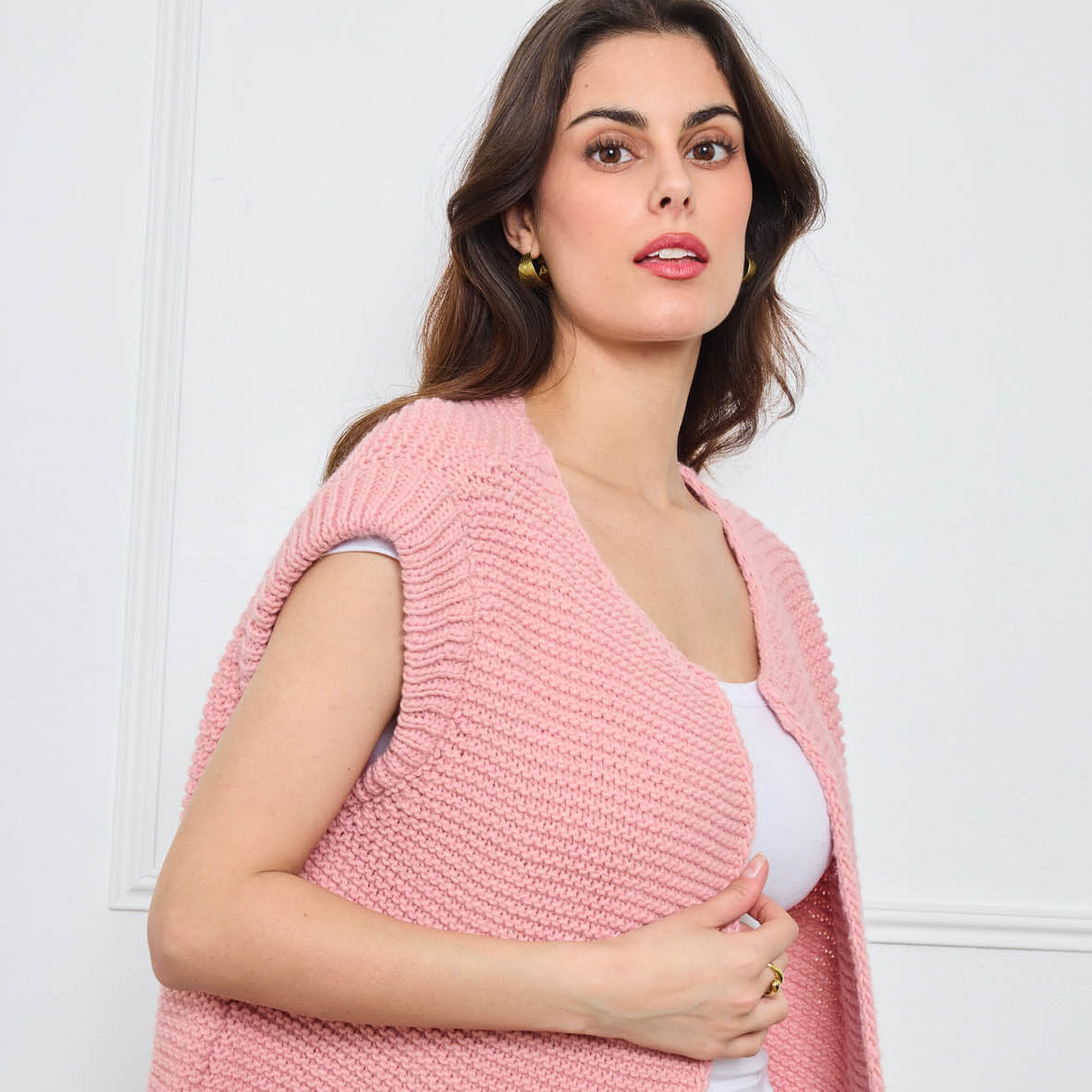 TRICOT SANS MANCHES THEOLINE ROSE CLAIR - Image 2